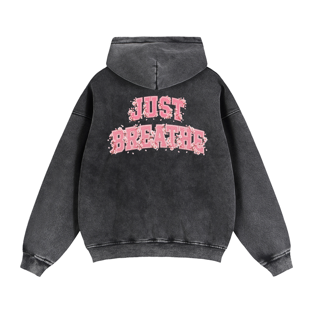 “Just Breathe” Zip-Through Boxy Fleece Jacket