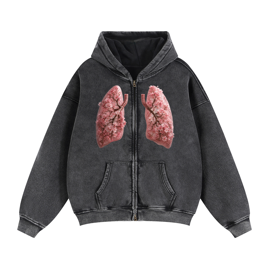 “Just Breathe” Zip-Through Boxy Fleece Jacket