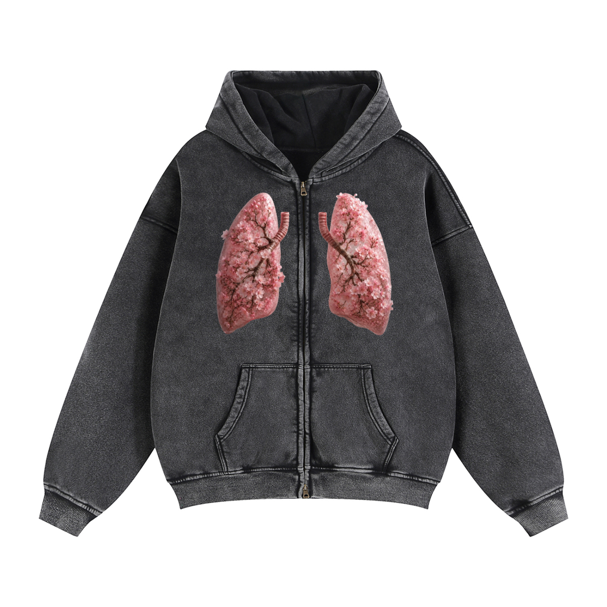 “Just Breathe” Zip-Through Boxy Fleece Jacket