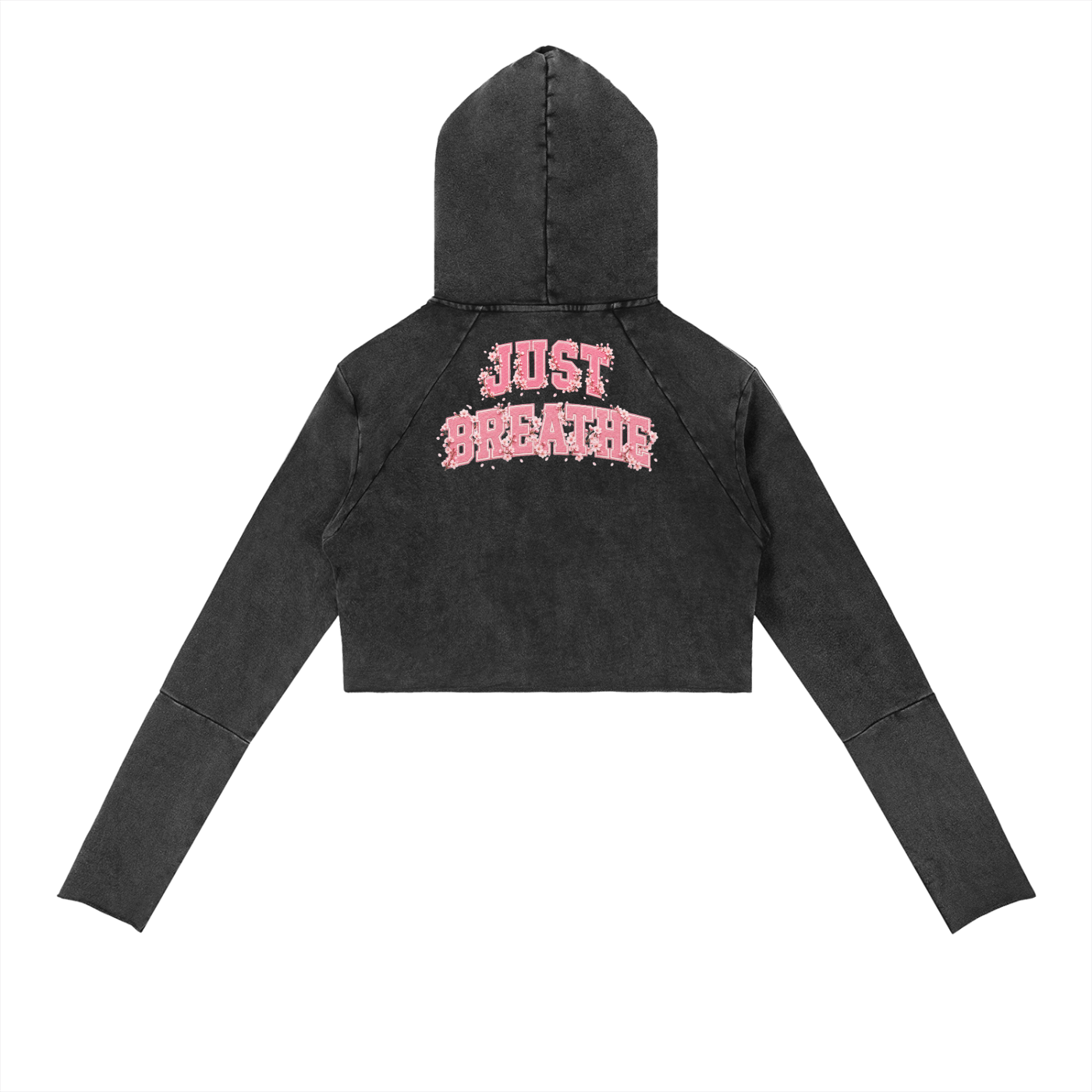 “Just Breathe” Vintage Washed Raw Edge Hoodie