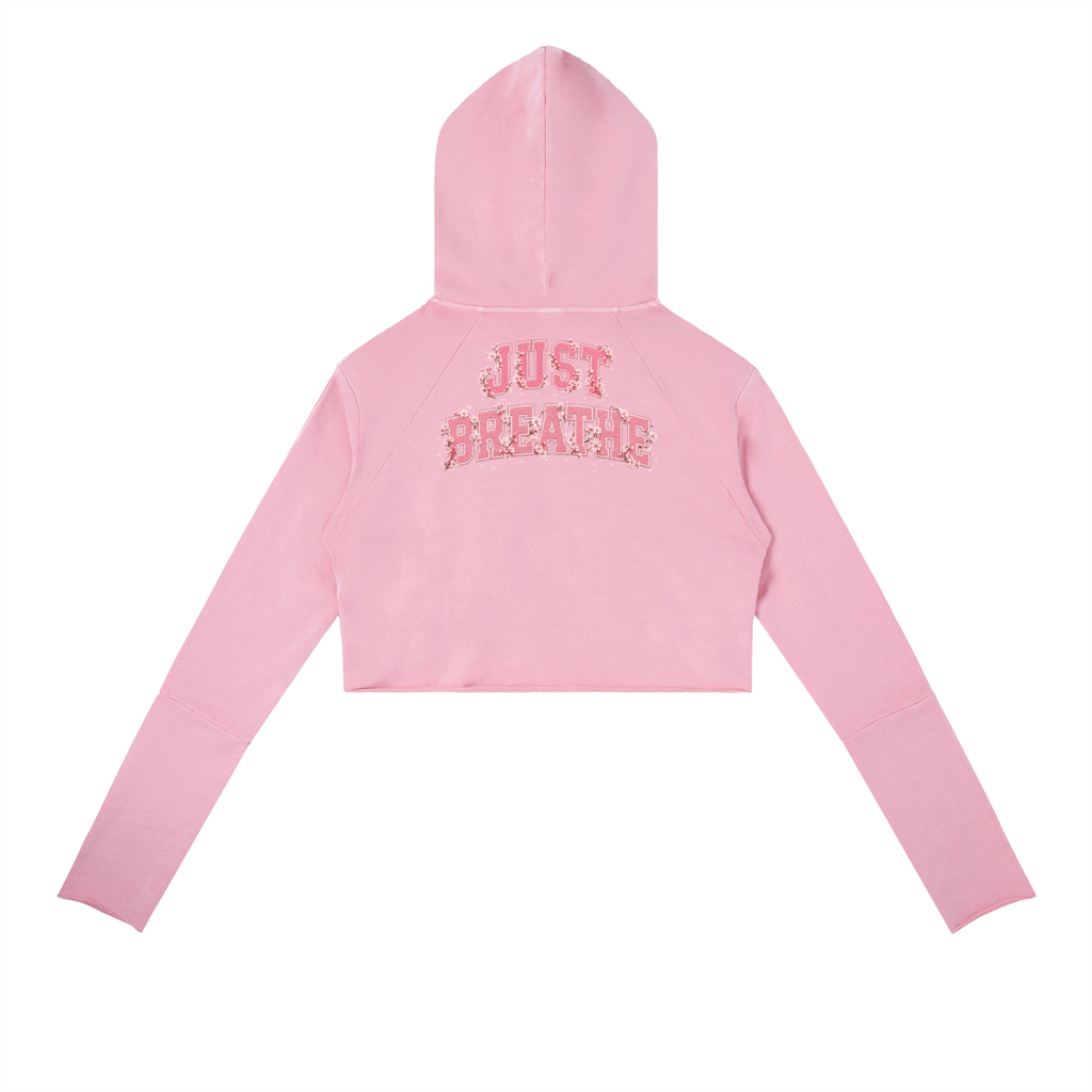 “Just Breathe” Vintage Washed Raw Edge Hoodie