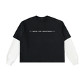 "MFG" Layered Contrast Sleeve Cotton T-Shirt