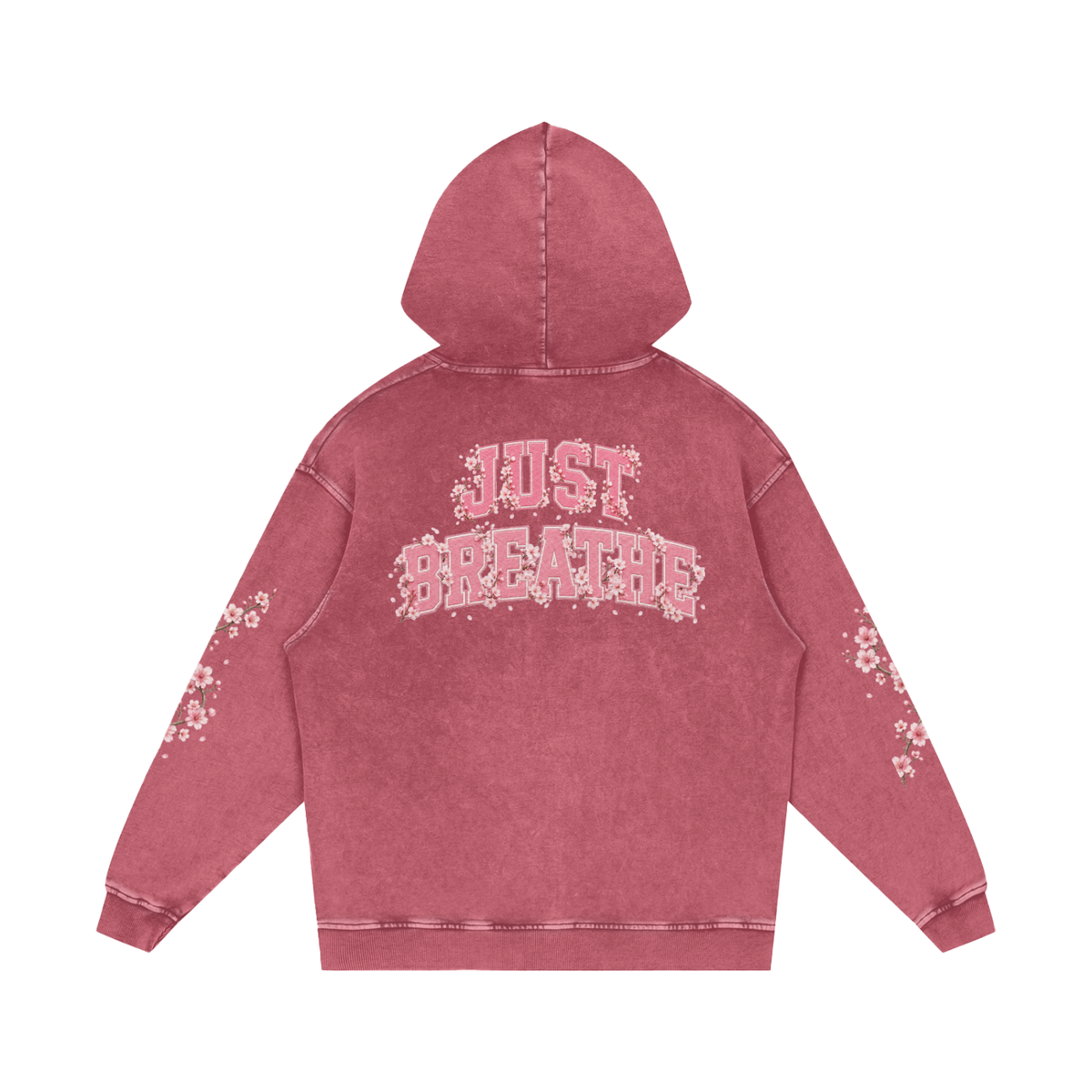 “Just Breathe” Snow Washed Loose Cotton Hoodie