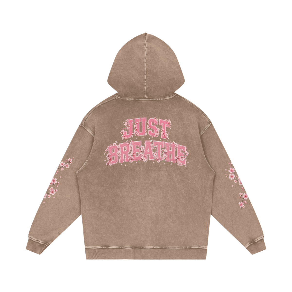 “Just Breathe” Snow Washed Loose Cotton Hoodie