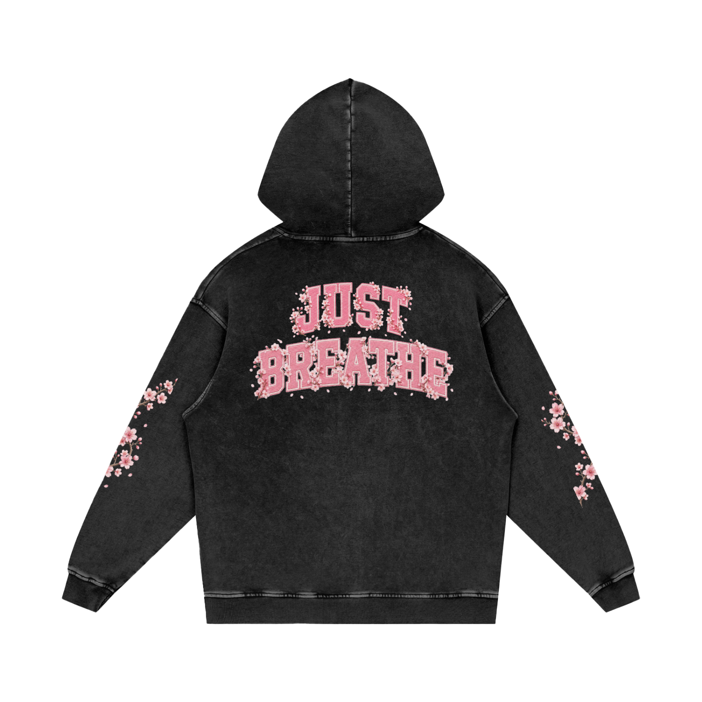 “Just Breathe” Snow Washed Loose Cotton Hoodie