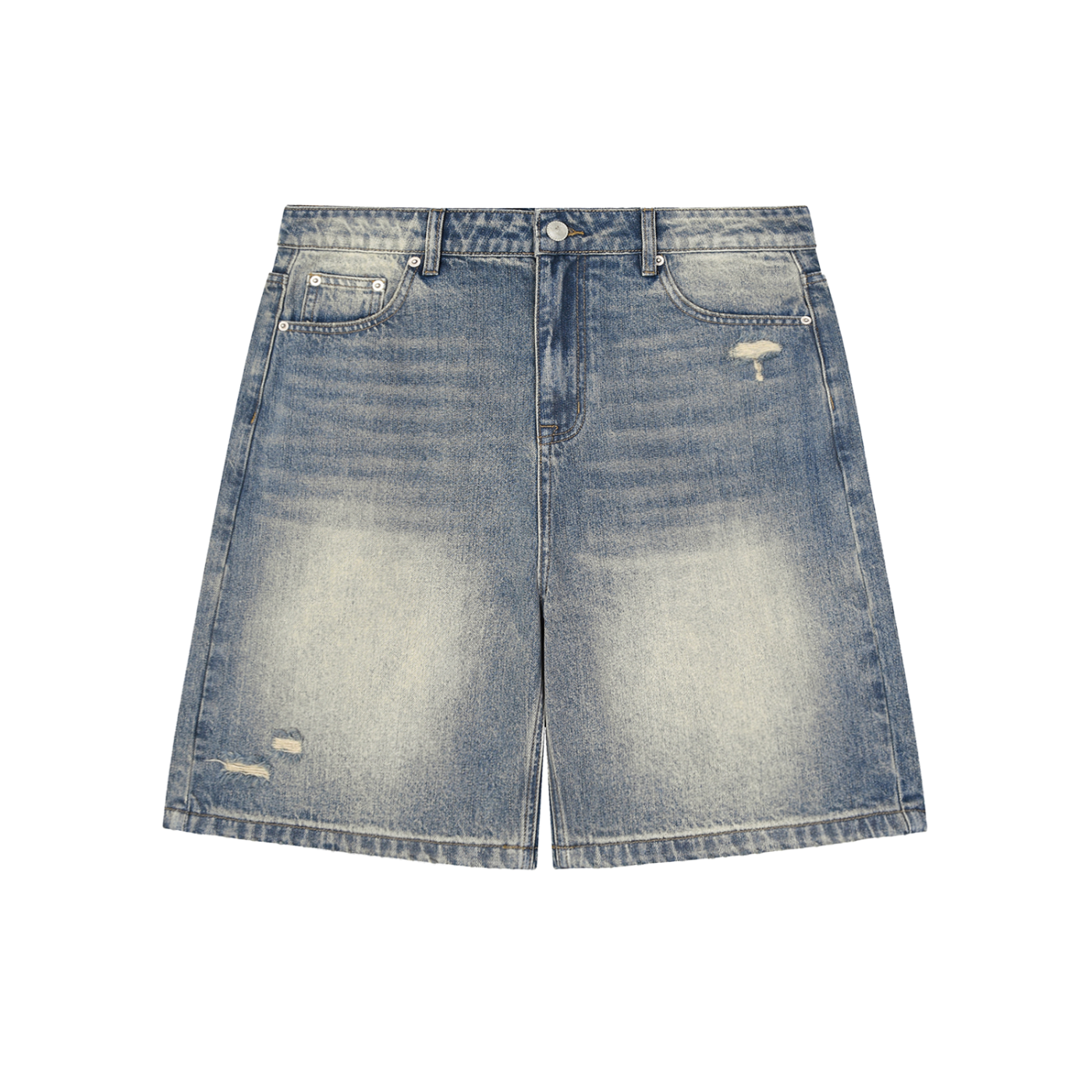 "Just Breathe" Faded Distressed Baggy Denim Shorts