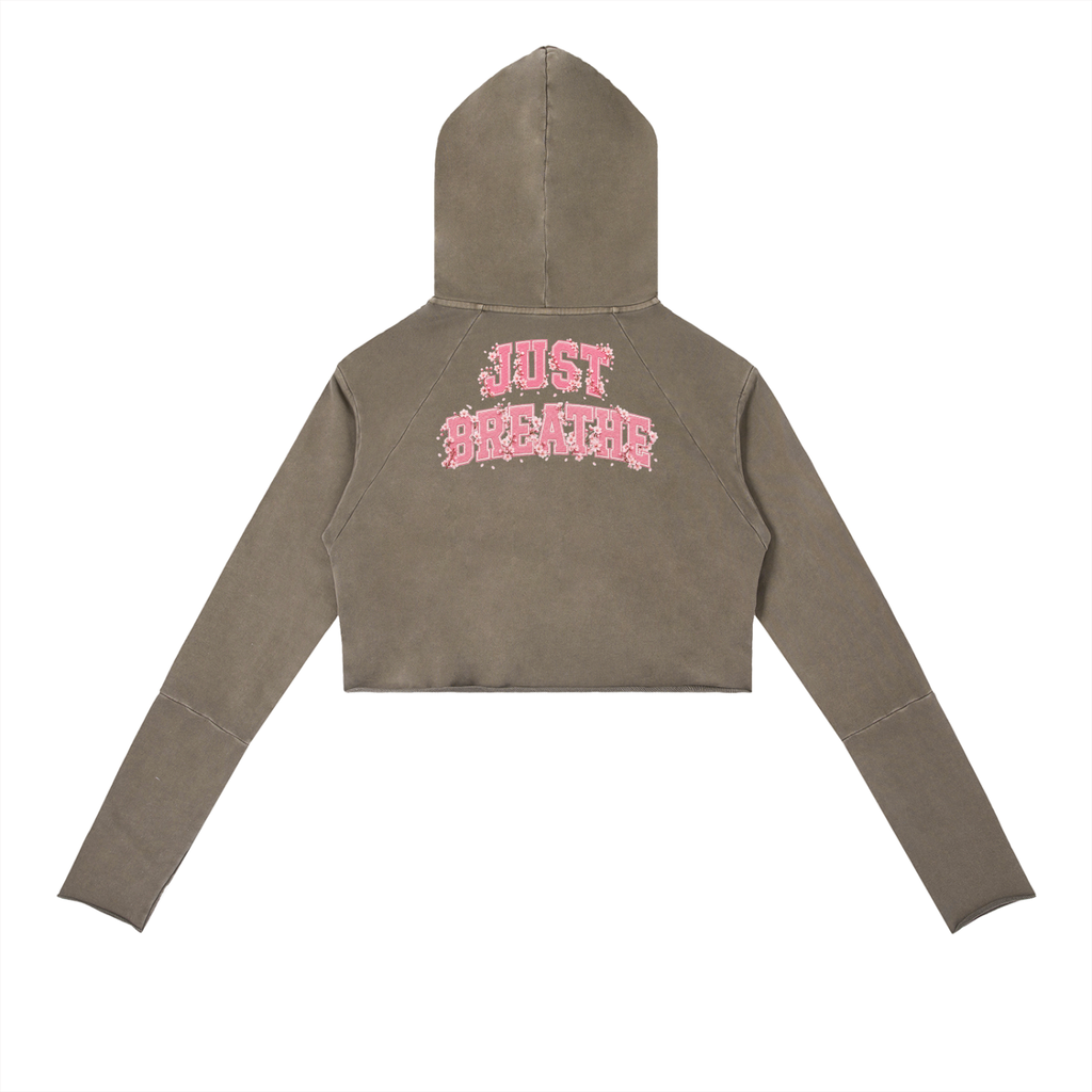 “Just Breathe” Vintage Washed Raw Edge Hoodie